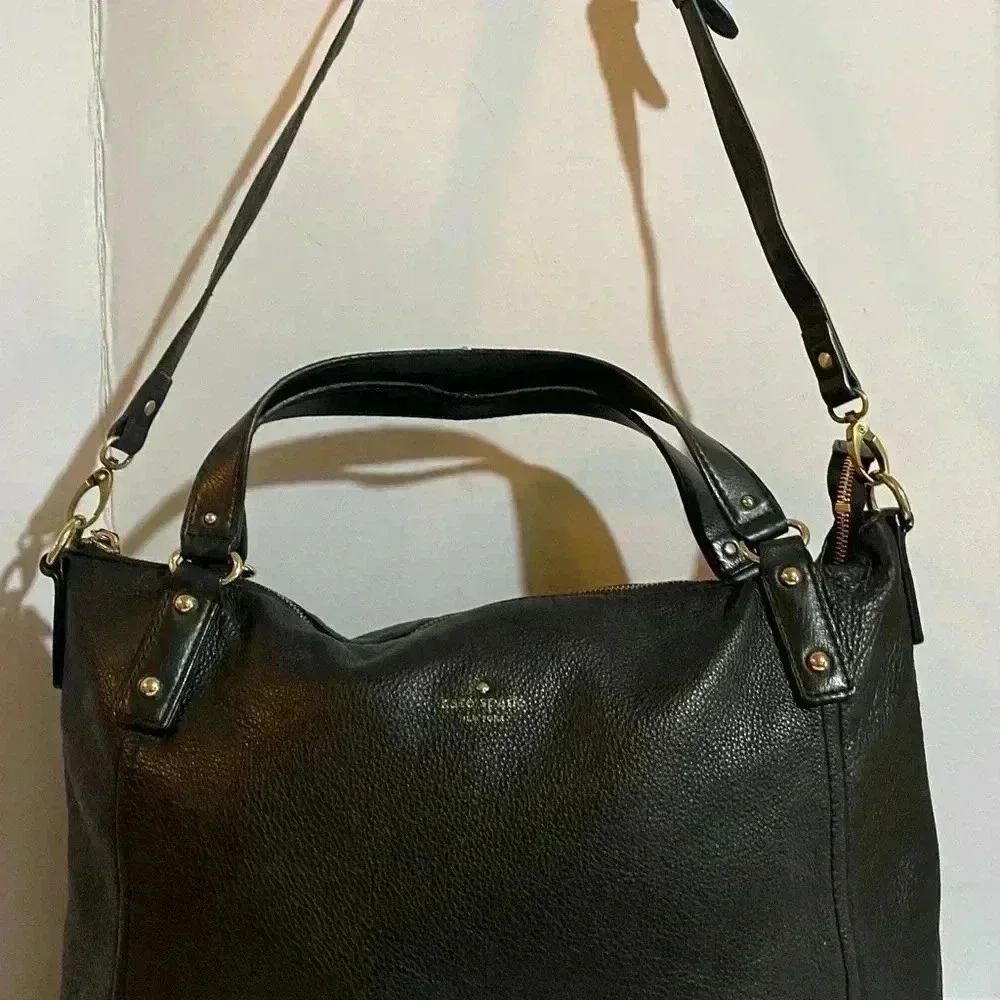 Kate spade black leather satchel handbag